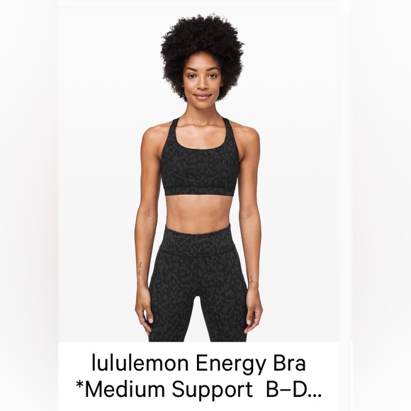 Lululemon Athletica Black Patterned Sports Bra - Energy Bra - Picture 1 of 5